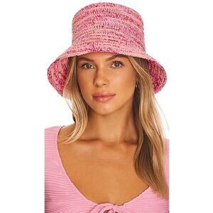 Sensi Studio Traveler Lampshade Women's Pink Multicolor Straw Bucket Hat Size OS